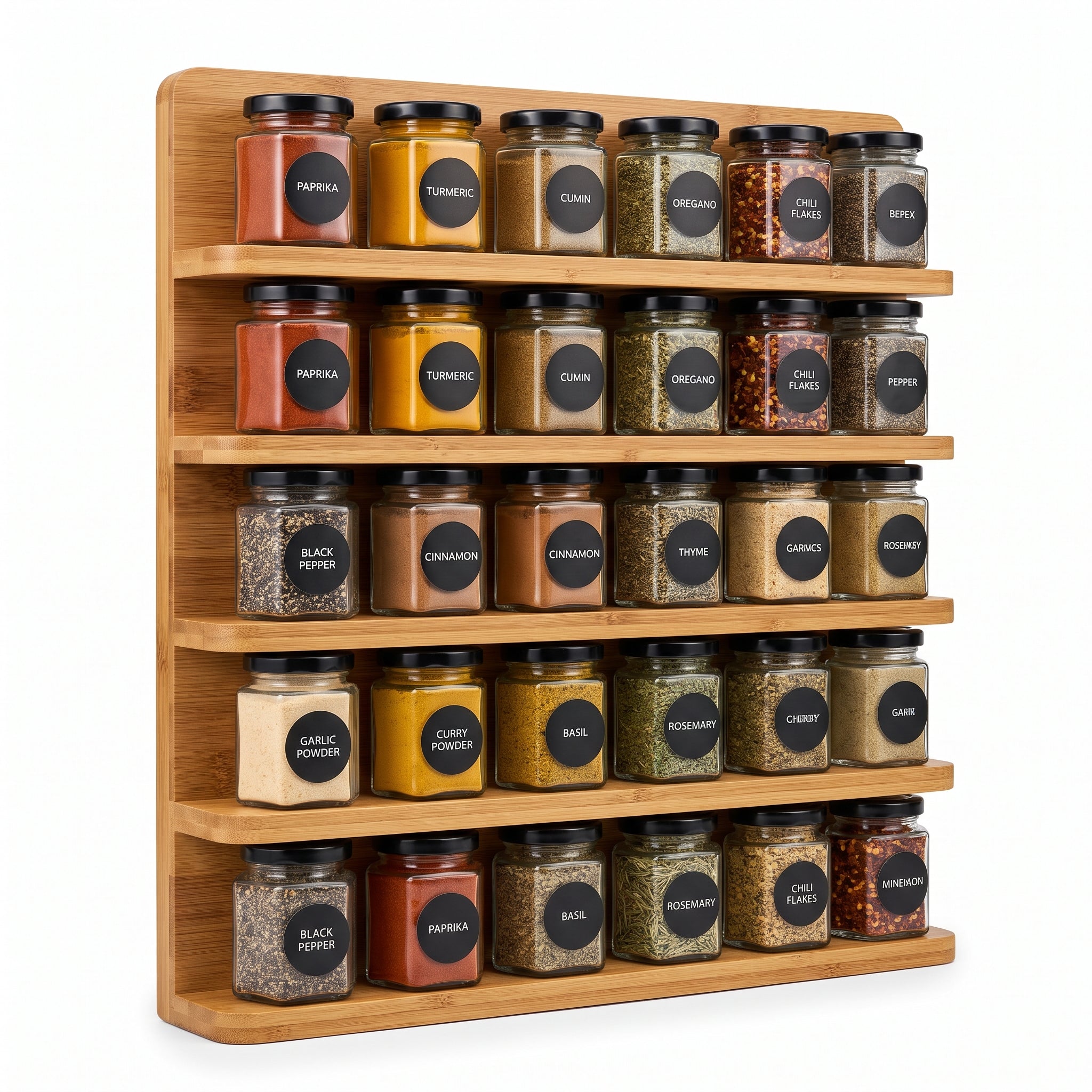 No Drill Bamboo Magnetic Seasoning Organizer