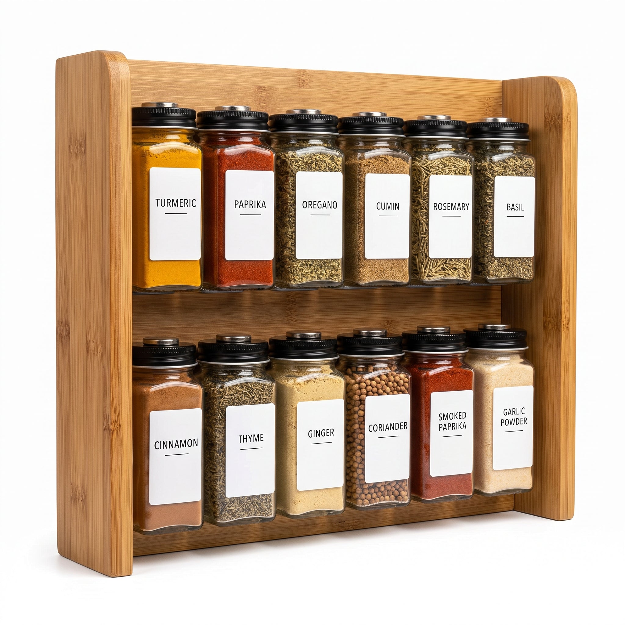 No Drill Bamboo Magnetic Seasoning Organizer