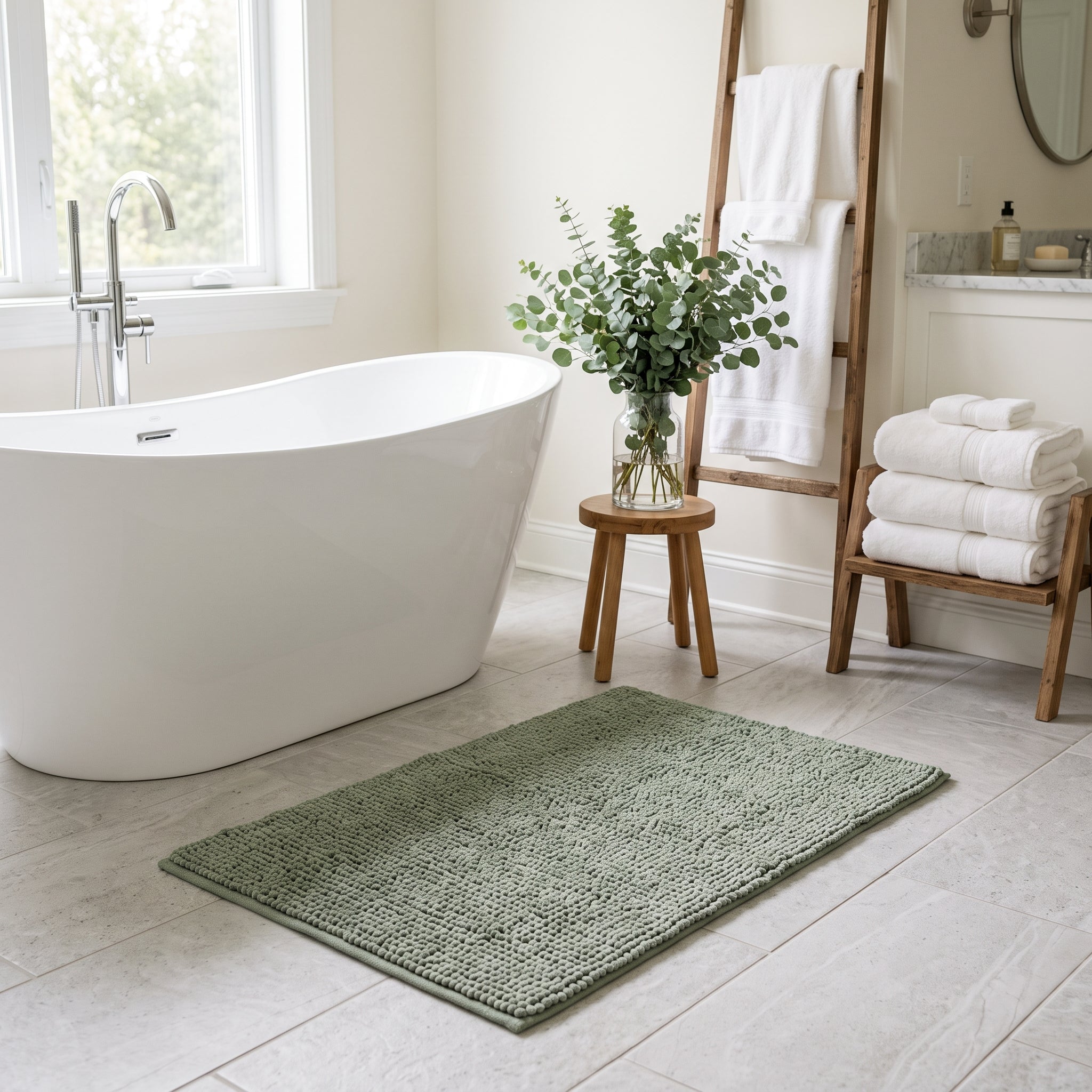 Machine Washable Anti-Skid Microfiber Floor Mat For Shower