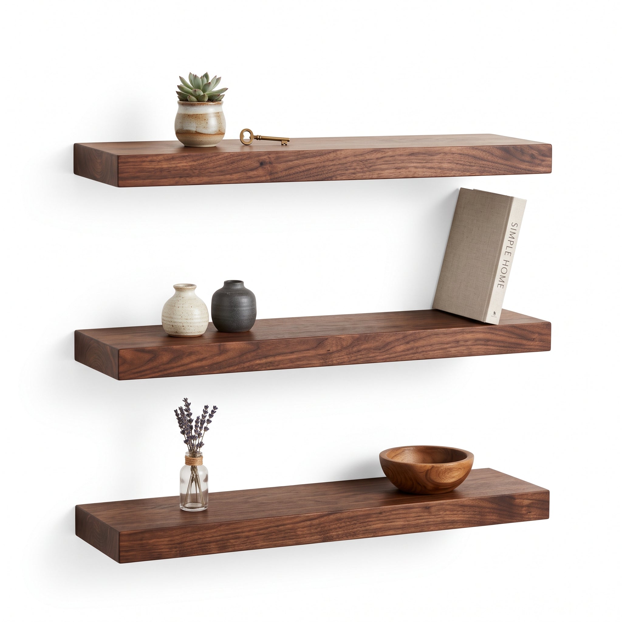 Hidden Bracket Wooden Floating Display Rack